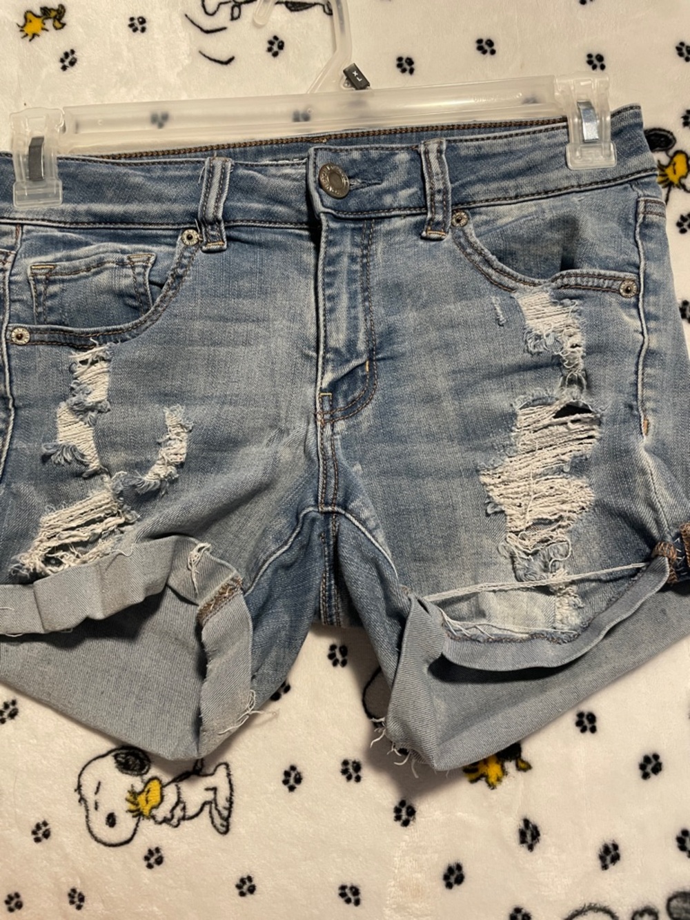 American Eagle Outfitters Light Blue Super Stretch Denim Shorts Size 8 Midi